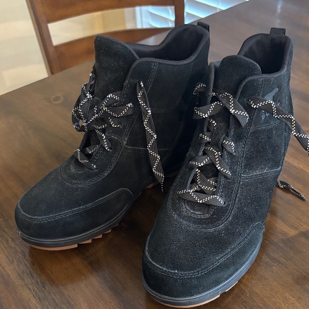 Black Suede Lace-Up Boots
